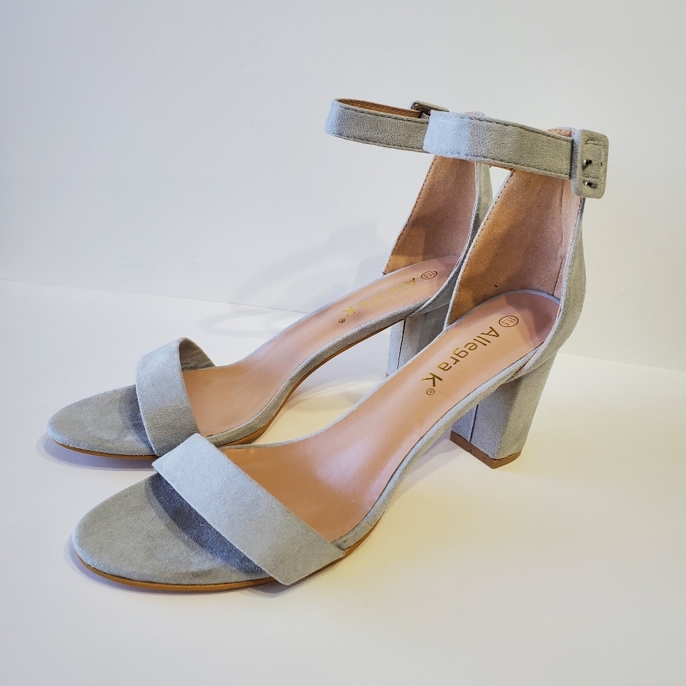 Allegra K Size 11.5 Women's Gray Silver Chunky Heels